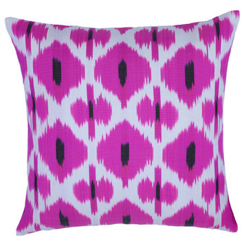 Canvello Pure Silk Dark Pink Throw Pillow Down Filled 16x16 in