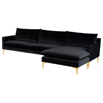 Anders Black Fabric Sectional Sofa, HGSC583