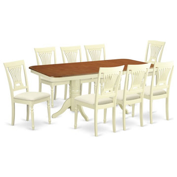 East West Furniture Napoleon 9-piece Wood Dinette Table Set in Buttermilk/Cherry