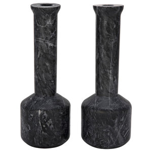 Noir Elias Decorative Black Marble Set Of 2 Candle Holder Yt0717 11bl Contemporary Candleholders By Gwg Outlet