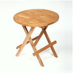 ARB Teak & Specialties - Teak Folding Side Table - Round 20" (50 cm) - Put the finishing touches on your outdoor spaces with this sturdy 20” teak wood round folding table. Made from grade A teak wood, this table is resistant to natural elements such as cold, rain, snow, heat, and humidity, and requires little maintenance. Its design and colour will fit perfectly into in any decor style. Popular for use on RV's and boats.
