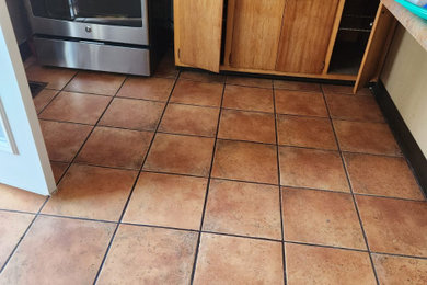 Kitchen Floor ; New concrete board, ceramic