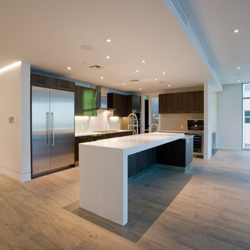 Caesarstone Pure White Island with waterfall leg.
