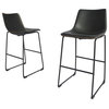 Charcoal Faux Leather 29" Barstools with Black Legs (Set of 2)