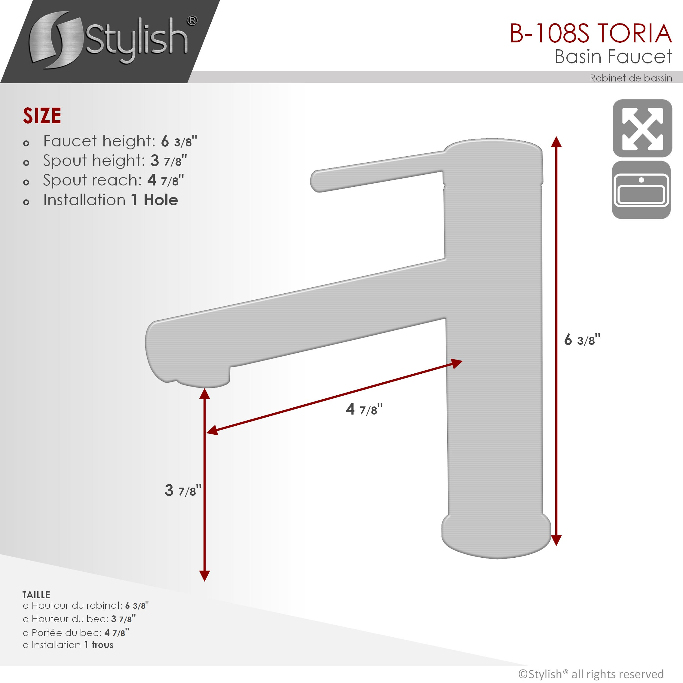 STYLISH Single Handle Modern Bathroom Faucet Basin Sink Faucet