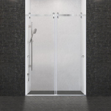 Bypass Sliding Modern Shower Doors, Brushed Nickel, 60"w"x76"h