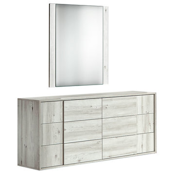Nova Domus Asus Modern Italian Dresser and Mirror Set