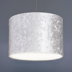 White Crushed Velvet Effect Drum Lampshade - Pendant Lighting