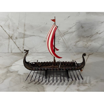 Viking Warrior Ship Art Sculpture