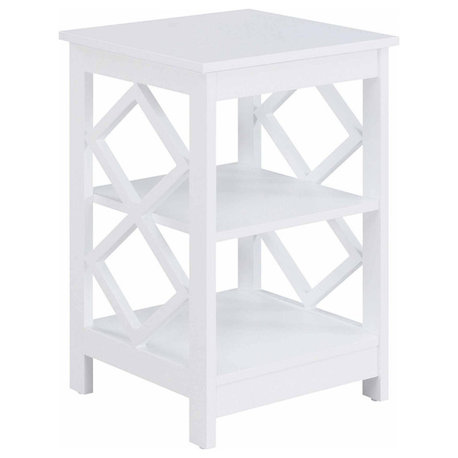 Diamond End Table With Shelves