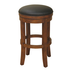 American Heritage - American Heritage Winston Stool in Amaretto with Black Leather - 26 Inch - Bar Stools and Counter Stools