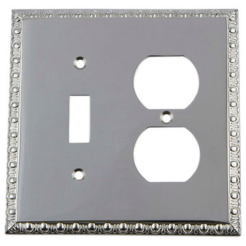 NW Egg & Dart Switch Plate With Toggle and Outlet, Bright Chrome