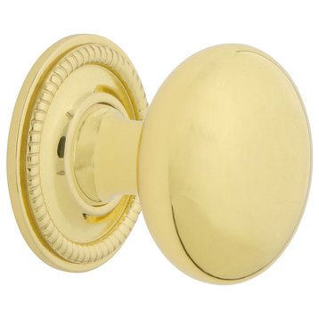 New York Brass 1 3/8" Cabinet Knob With Rope Rose, Polished Brass