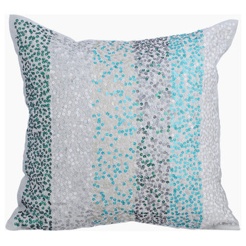Sparkly Sequins 16"x16" Silk Gray Pillow Covers, Aromatherapy