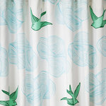 Hygge & West - Daydream, Green Shower Curtain - Hand-drawn birds and clouds float in this large scale, modern pattern that mixes a classic design with contemporary colors.