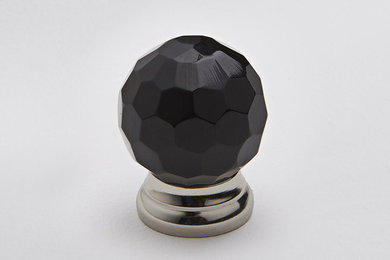 Faceted Glass Knob - Black
