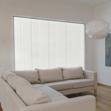 Seaside White (Privacy & Natural Woven) - Panel Track Blinds