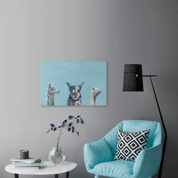 "Llama and Ostrich Groove" Painting Print on Wrapped Canvas