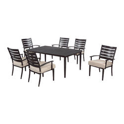 Marshall 7-Piece Patio Dining Set with Textured Sand Cushions - Products