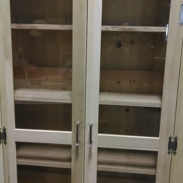 White Distressed Custom Bathroom Storage Hutch