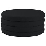 Meridian Furniture - Aphia Boucle Fabric Upholstered Ottoman, Black, Ottoman / Coffee Table - Liven up your living space with this Aphia black boucle fabric ottoman/coffee table from Meridian Furniture. Featuring rich black boucle fabric upholstery, this ottoman offers softness to the touch and style to the eye. Deep channel tufting gives the appearance of multiple layers stacked together, making it a contemporary piece perfect for any modern home. Pair this ottoman with a matching black sofa, or use it as a stool to provide extra seating when you have visitors.
