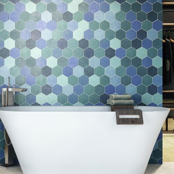 Hex Aquamarine Hexagon Wall Tiles - 床＆壁タイル