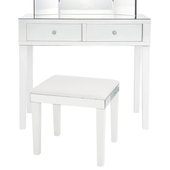 Impressions Vanity Desk with Mirror and Lights, Makeup Desk Slaystation PRO  2.0 with Clear Tempered Glass Top and 3 Drawers, Bedroom Makeup Vanity