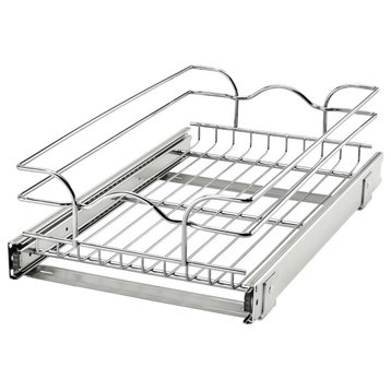 Single Tier Bottom Mount Pull Out Steel Wire Organizer, 11.4"