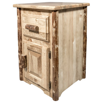 Montana Woodworks Glacier Country Solid Wood End Table with Drawer in Brown