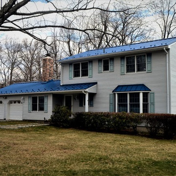Royal Blue Standing Seam Metal Roof with Snow Guards Installation in Rockaway, N