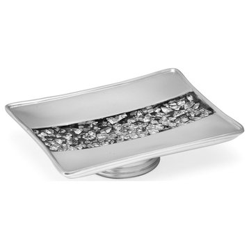 Popular Bath Sinatra Silver Bath Accessories Soap Dish - 2"H x 5"W x 3"D