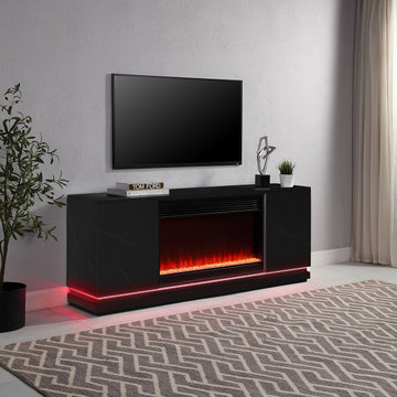 Clay 70.5"W TV Stand with Fireplace and Speaker