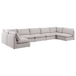 Meridian Furniture - Mackenzie Linen Textured Fabric 7-Piece Modular U-Shaped Sectional, Beige - Mix and match the pieces from the Mackenzie series to create a beautiful seating group that's perfect for the whole gang. These exceptionally crafted sofas, sectionals, and other components are meant to be put together into an infinite number of configurations based on your particular needs and space requirements. Each is upholstered from top to bottom in soft durable linen textured in your choice of colors. Attach the pieces of your choice easily thanks to the included attachment latches.