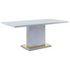 Acme Gaines Dining Table Gray High Gloss Finish