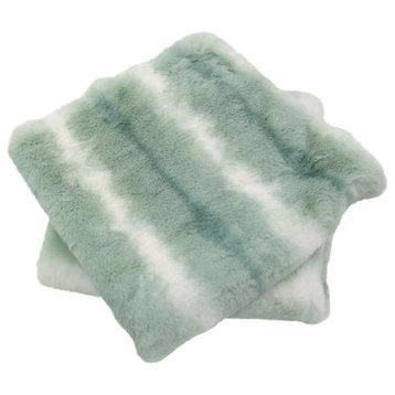 Amanda Stripe Faux Fur 2 Piece Pillow Shell Sets, Misty Blue, 20"x20"