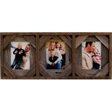 Barn Wood Collage Frame With Three Openings, 8"x10"
