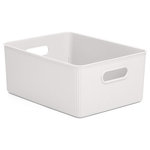 Superio - Superio Ribbed Storage Bin, Plastic Storage Basket, White, 15 L - Organizing your space with these colorful storage bins, from baby clothes to living room extra organization, keep your surroundings neat and tidy. The storage basket comprises thick plastic with a built-in handle with a ribbed design and solid construction, ideal for organizing closet and pantry items.