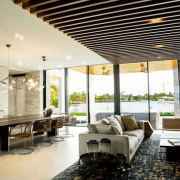 Open Plan Living/Dining Space with Invisible Speakers for Audio
