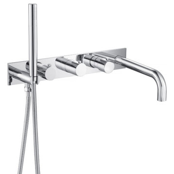 Isenberg 100.2691 Thermostatic Wall Mount Tub Filler With Hand Shower, Chrome