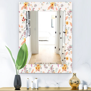 Designart Floral Pretty Colorful Pastel Flowers Bohemian Frameless Wall Mirror,