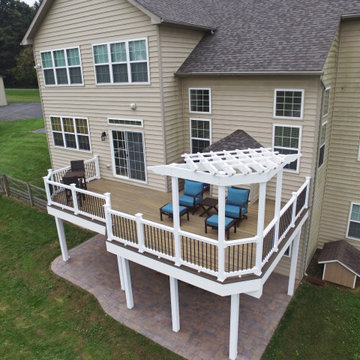 Custom TimberTech Tigerwood Deck with Pergola and Patio in Union Bridge MD