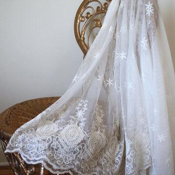 Ecru Embroidered Fabric - Gorgeous Throw
