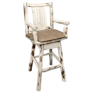 Montana Woodworks 24" Transitional Wood Swivel Captain's Barstool in Natural