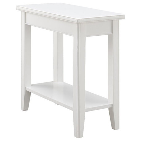 Leick Home 10505-WT Laurent Solid Wood Narrow End Table with Shelf in White
