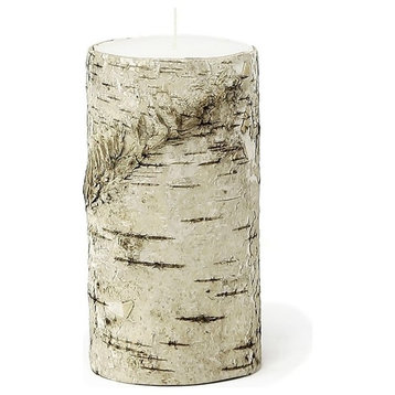 Serene Spaces Living Birch Bark Pillar Candles, Medium