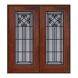 Prehung House Double Door 80 Fiberglass Novara Full Lite GBG Glass - Front Doors