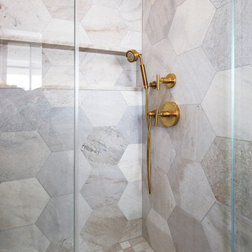 Hexagon Stone Beach Bathroom