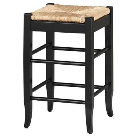 Square Rush Backless Counter Bar Stool, Black