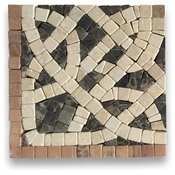 Marble Mosaic Border Decorative Tile Cythera Sunny 4.7x4.7 Tumbled, 1 piece
