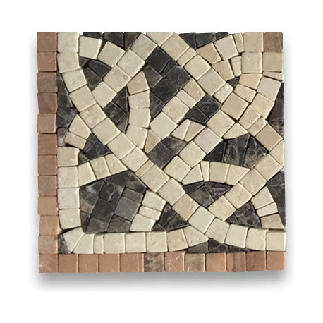 Marble Mosaic Border Decorative Tile Cythera Sunny 4.7x4.7 Tumbled, 1 piece
